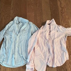 Two stripped Ralph Lauren button down polos